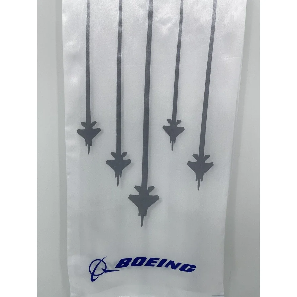 Boeing AF Air Force Scarf Table Runner Jets Formation White Satiny Polyester